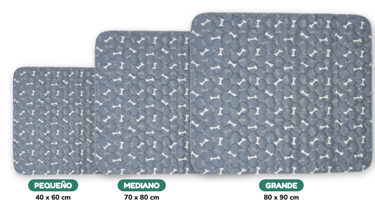 Tallas del tapete SniffPad: pequeño 40 x 60 cm, mediano 70 x 80 cm y grande 80 x 90 cm