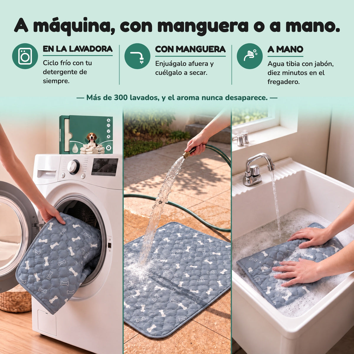 Cómo lavar el tapete SniffPad: en la lavadora, con manguera o a mano. Aguanta más de 300 lavados