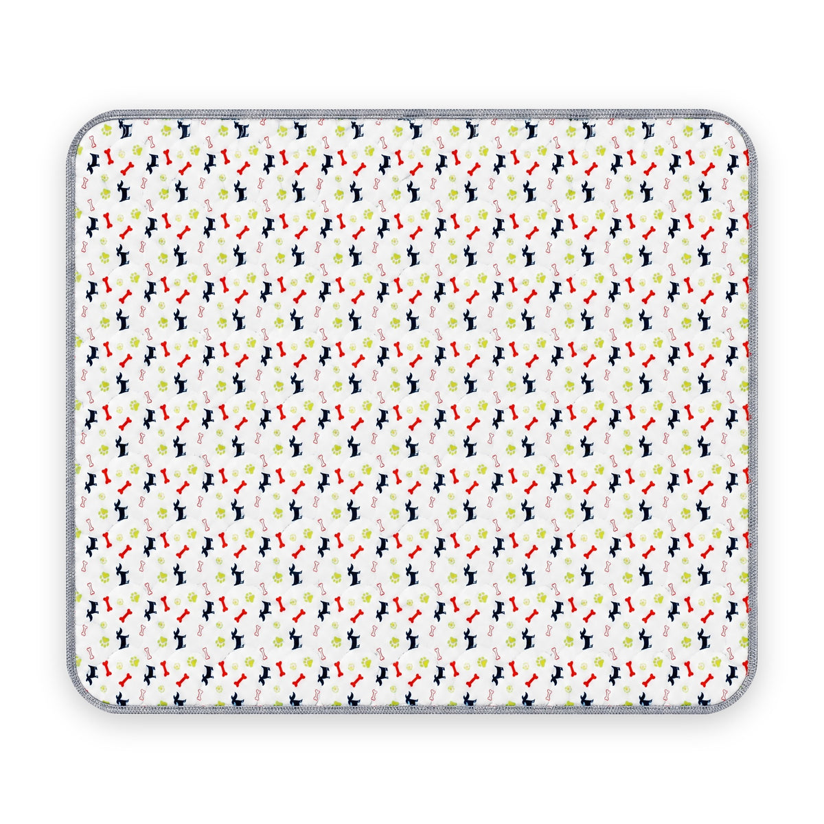 Tapete entrenador lavable para perros SniffPad color blanco, con estampado de perritos, huesos y pelotas